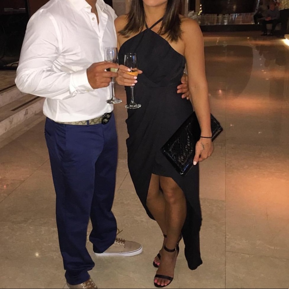 Beautiful halter asymmetrical slit dress